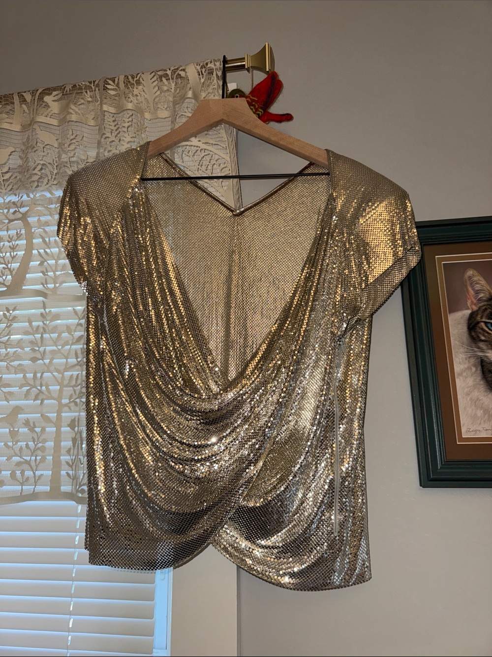 Vintage! Silver Mesh Whiting and Davis top